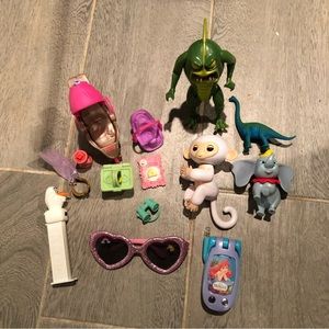 Toy bundle with fisher price little people pieces, little mermaid phone + more